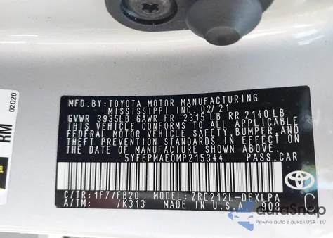 2021 Toyota Corolla Le from USA, damaged, VIN 5YFEPMAE0MP215344